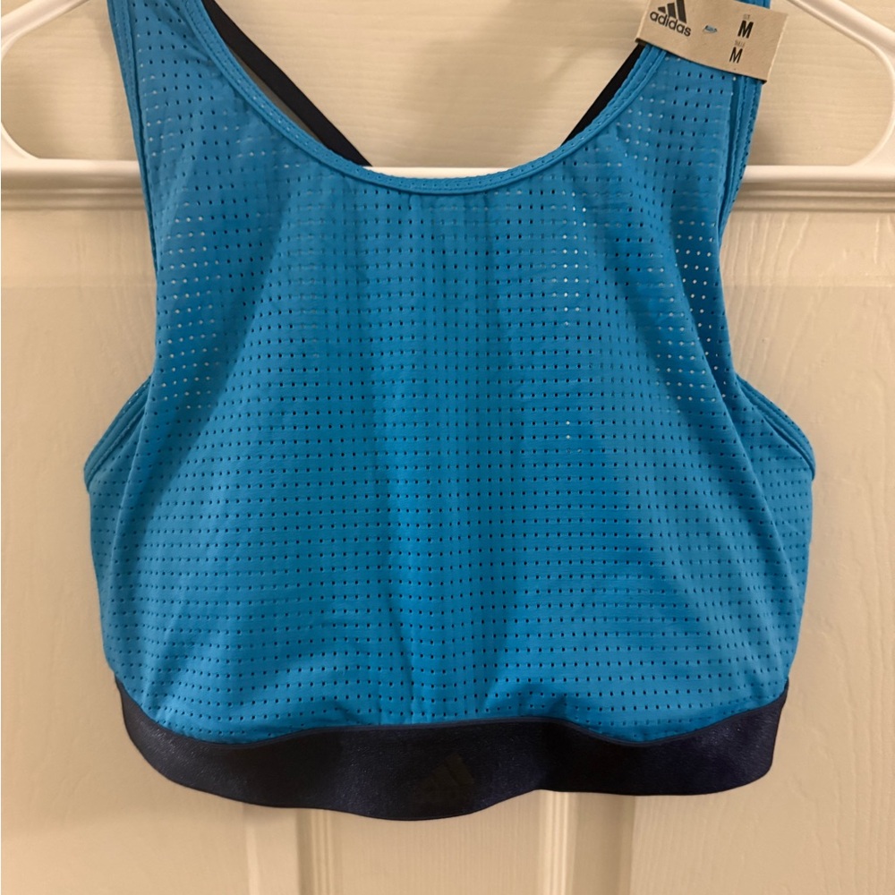 Adidas Blue Mesh Tank Sports Bra